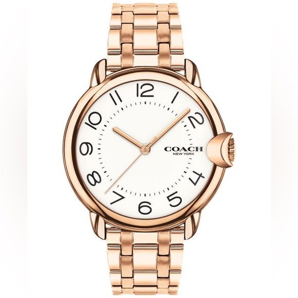 COACH Womens Arden Rose Gold-Plated Bracelet Watch New - Picture 1 of 7